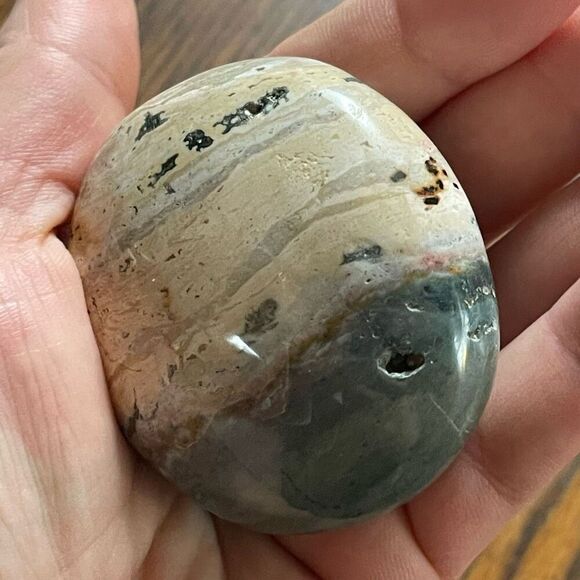 Ocean Jasper palm stone crystal natural druzy white yellow red banding banded gr - Picture 4 of 9